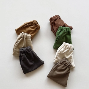 Kids casual cotton jogger pants available in seven earthy colors with elastic waist