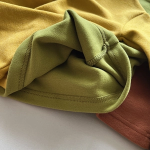 Kids thermal velvet tops in mustard yellow, olive green and brick red with soft fleece lining