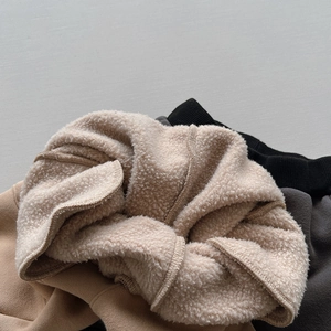 Winter fleece-lined warm pants for children in beige, dark grey, and black colors