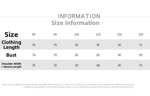 Size chart for children's plaid shirt with measurements for length, chest, and sleeves