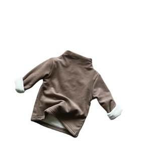Kids warm fleece lined turtleneck sweatshirt in brown for autumn and winter season