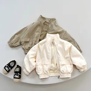 Giacca per Bambini con Collo Rialzato e Cerniera Stile Coreano Casual Giacca a Vento per Ragazzi Ragazze Primavera Autunno Cappotto in Cotone