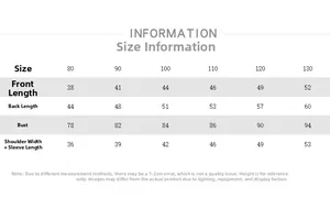 Detailed size chart for kids retro plaid cotton shirt with measurements from 80 to 130