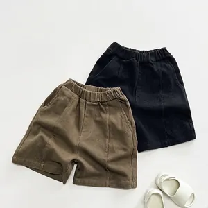 Pantalones Cortos de Algodón Estilo Coreano para Niños Pierna Ancha Casual Color Sólido Pantalones Suaves Transpirables para Niños Niñas Verano