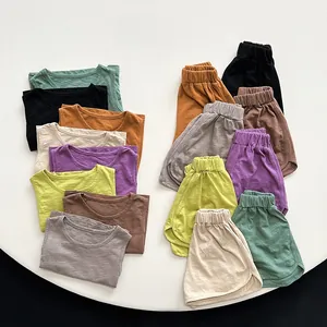 Detail of breathable slub cotton fabric texture and multiple colors for children's vests