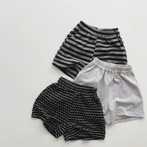 Close-up of kids breathable linen-cotton mosquito pants with soft elastic waistband