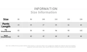 Detailed size chart for kids cotton bloomers showing length, hip, and waist measurements