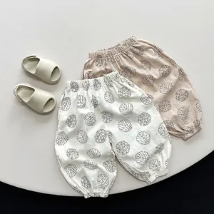 Summer Kids Anti Mosquito Pants Breathable Cotton Printed Bloomers Korean Style Casual Loose Trousers For Boys Girls