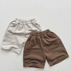 Kids Casual Cotton Knit Shorts Loose Fit Cargo Pockets Elastic Waist Summer Soft Shorts For Boys Girls Toddler