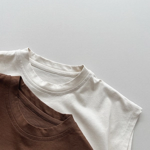 Débardeur enfant minimaliste en coton marron et beige pour la saison d'été