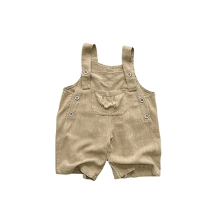 Salopette en coton et lin pour enfants avec larges bretelles et poche avant