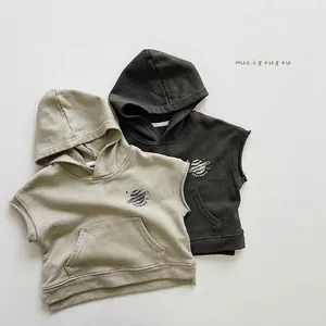 Gilet Smanicato con Cappuccio in Cotone per Bambini Ragazzi Ragazze Stile Coreano Casual Felpa con Stampa Planetaria
