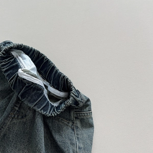 Pantalon large en denim vintage avec taille élastique confortable pour enfants