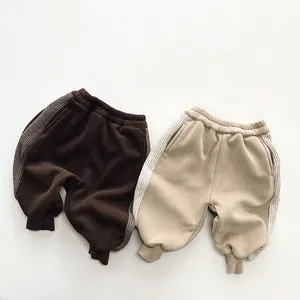 Pantalon de jogging polaire pour enfants style coréen avec rayures latérales texturées