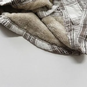 Retro plaid flannel shirt for kids featuring warm fleece lining and brown checkered pattern