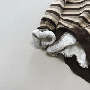 Cozy striped fleece sweater for toddlers with warm lining and brown ribbed cuffs