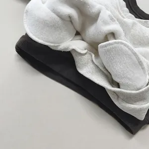 Winter casual fleece sweatshirt for children featuring dark grey ribbed fabric and plush lining