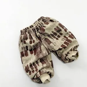 Pantalon Épais en Velours Côtelé avec Velours pour Enfants Hiver Chaud Décontracté pour Garçons Filles Kaki Motif Géométrique Style Coréen