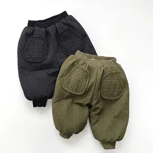 Kids Quilted Padded Warm Pants Winter Thickened Trousers For Boys Girls Unisex Korean Style Windproof Casual Daily Bottoms