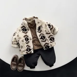 Three-piece winter clothing set for kids featuring a fleece jacket and padded pants