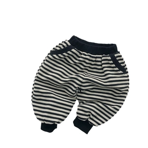 Fleece lined striped kids joggers with elastic waist and side pockets for winter