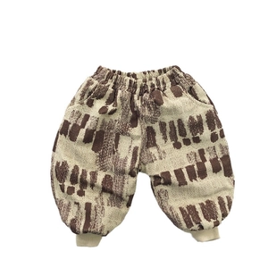 Pantalon en velours côtelé pour enfants avec motifs géométriques et taille élastique