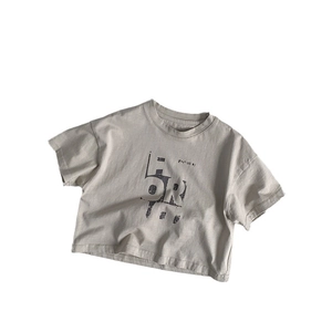 T-shirt enfant en coton coupe ample avec imprimé graphique FOR en gris