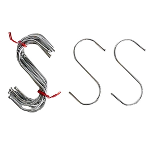 Polished chrome S-shaped metal wall hooks set for balcony and door hanging organization