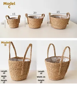 Detailed comparison of woven bamboo baskets with sizes for C and D styles