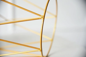 Macro detail of high-quality golden iron wires with smooth welding and metallic finish