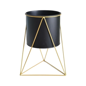 Modern Nordic iron succulent flower pot with golden geometric metal stand for home decor