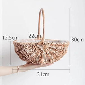 Handwoven wicker flower basket with dimensions 31x30cm featuring a protective inner liner