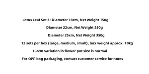 Size chart for natural seagrass planters in three sizes: 18cm, 22cm, and 25cm diameters