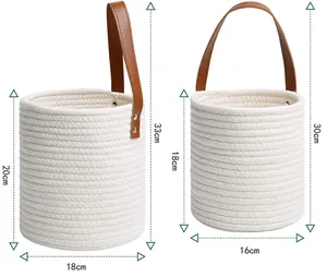 Size chart showing large and small woven hanging baskets with dimensions in centimeters