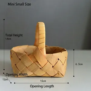 Mini panier cadeau en bois tressé fait main avec dimensions 15x12x14cm pour mariage