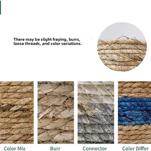 Detail view showing natural seagrass weave textures, joints, and color variations