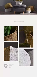 Close-up of hand-woven seagrass baskets showing intricate texture and sturdy handles