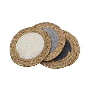 Sets de table ronds résistants à la chaleur en paille naturelle et corde de coton