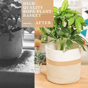 Comparison showing high quality rope plant basket versus plain plastic pot decoration