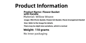 Detailed specifications of the handcrafted wicker basket for flower arrangements