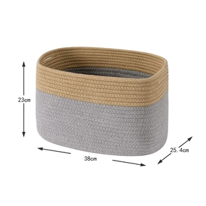 Rectangle woven cotton rope basket dimensions with 38x25x23cm size measurement