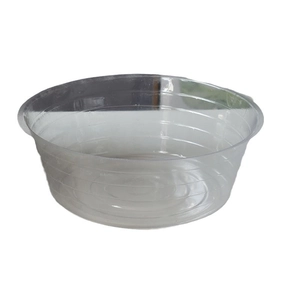 Waterproof round transparent plastic liner for straw flower pots with reinforced ribs