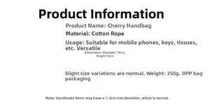Dimensions détaillées et spécifications du sac à main cerise en corde de coton