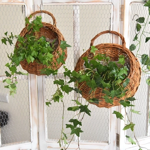 Handmade Wicker Wall Hanging Flower Basket With Waterproof Liner Natural Plant Fiber Woven Pot For Home Garden Decor Basket