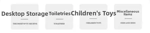 Guide showing desktop storage for toiletries, toys, and small items in cute bow baskets