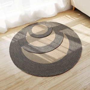 Tapis ronds vintage en jute tressée en trois tailles pour chambre et salon