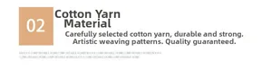 Detail showing high-quality hand-woven cotton thread material and art weaving craft