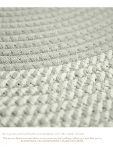 Macro shot of gray and white Nordic woven cotton rug with thick fiber texture