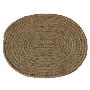 Oval braided jute placemat with heat-resistant natural fiber texture for home dining table