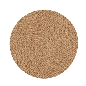 Natural jute rope placemat with round spiral woven texture for heat insulation